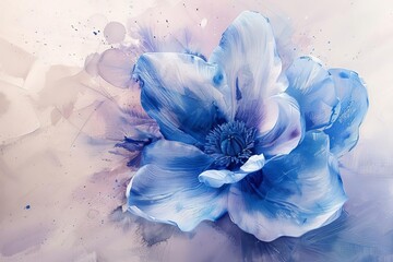 delicate blue flower blooming artistic floral still life painting