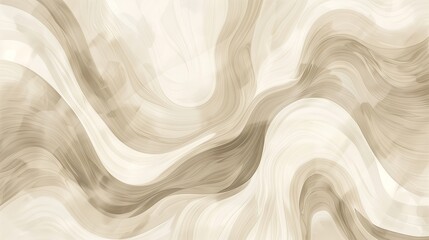 Obraz premium An abstract illustrated print in light beige and darker beige, thick swirling stripes.