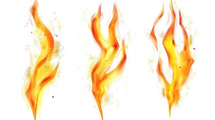 Bright fire flame isolated on white - dynamic fire elements