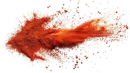 Explosive explosion of red chili powder on white background