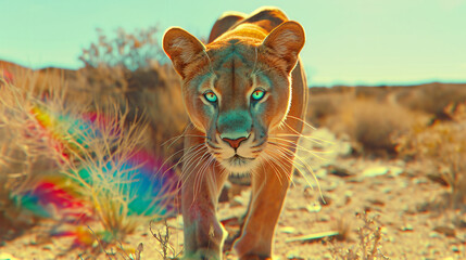 colourful image of a lion