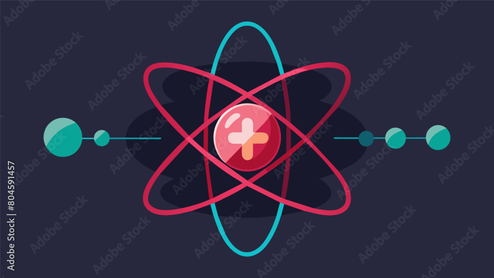 Aufkleber nestled in a corner of the atom a small symbol of health concerns emits a faint crimson glow causing
