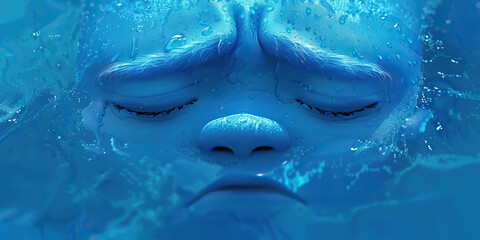 Naklejka premium Sadness (Blue): A downward-curving line resembling a frown