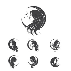Obraz premium Celestial Femme Moon-inspired Women's Logo Vector Collection