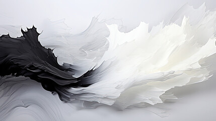 Obraz premium Contemporary Art of White and Black Abstract Oil Paint Brush Stroke on White Canvas