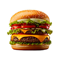 Big hamburger isolated on transparent background