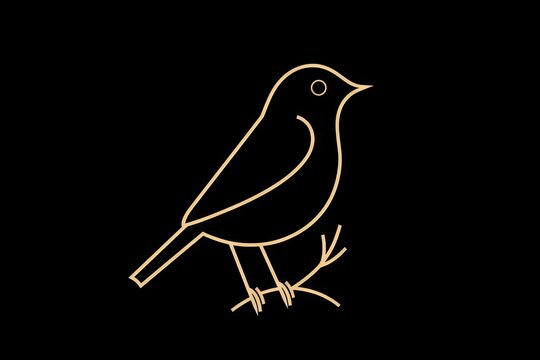 recommend clip art: minimal robin line art logo on black background simple bird outline vector illustration