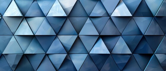 A repeating pattern of triangles in various shades of blue