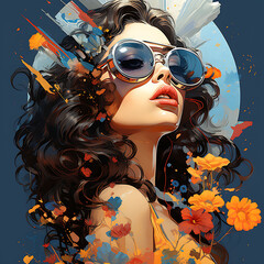 Cute in the moonlight. Vector illustration.
