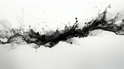 Ink Droplet Falling on Canvas Minimalist Chinese Style White Background