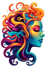 Sureal art hairstyle with triadic color scheme 