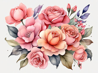 Watercolor illustration of flowers flowers png Mother's Day concept