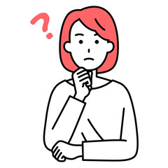 考えるカジュアルな女性