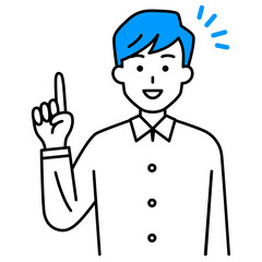 アイデアをひらめくカジュアルな男性