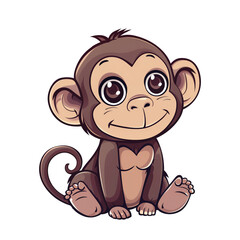 Obraz premium Cute little baby monkey cartoon character