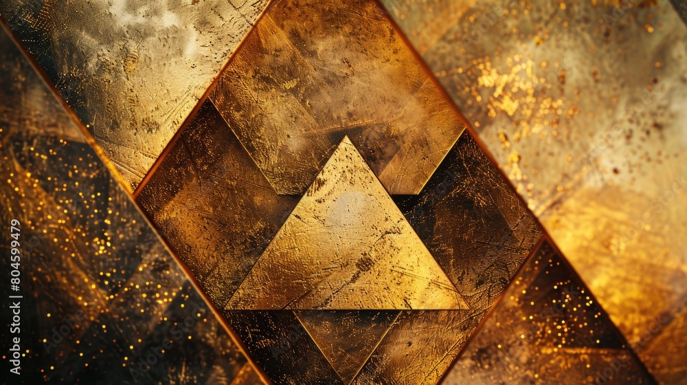 Poster a striking gold and black abstract background with a triangle design. ideal for modern designs