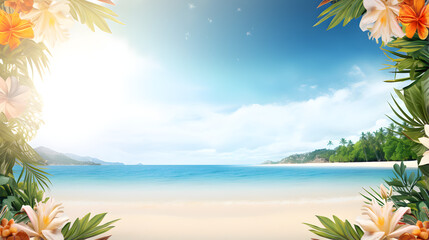 Summer landscape background for zoom theme Blank Beach Party Background Images