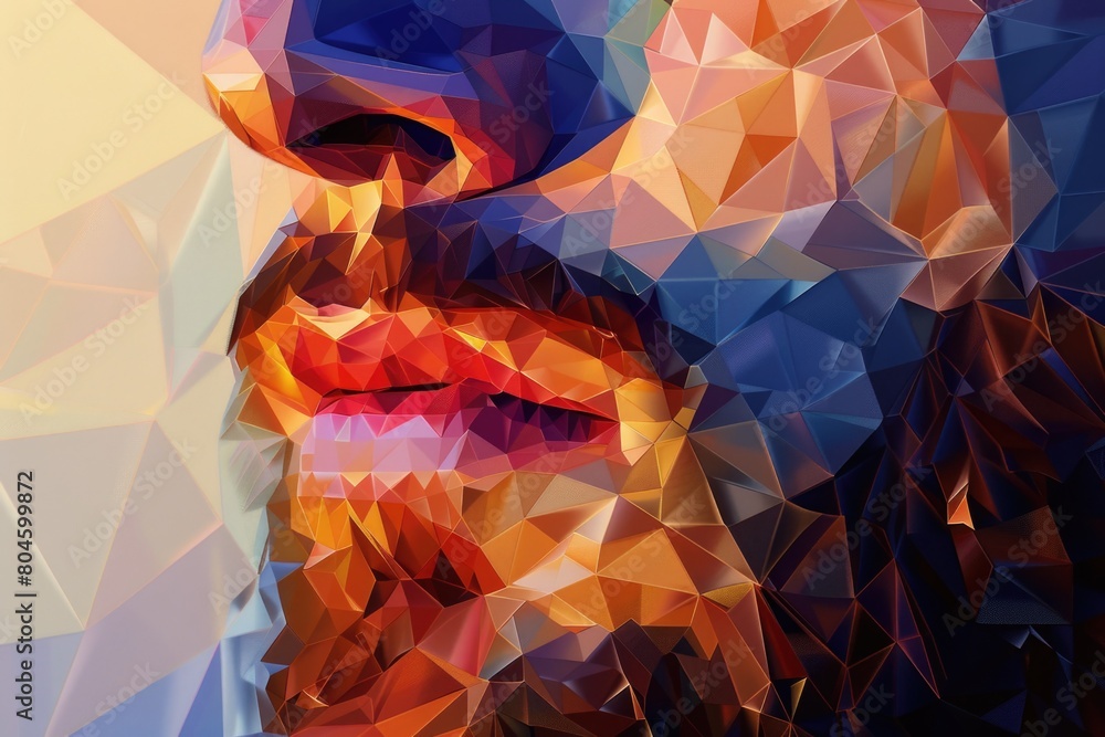 Aufkleber A detailed view of a man's face with a beard. Suitable for various projects