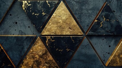Close up of a wall with gold triangles, perfect for interior design projects
