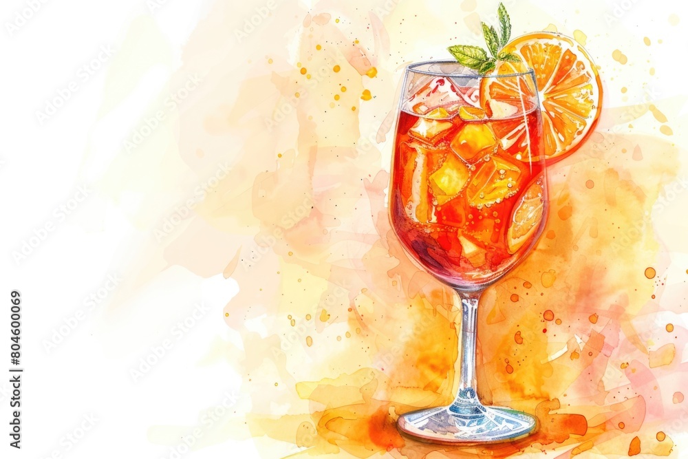 Poster glass of orange juice with a slice of orange. suitable for health and nutrition concepts