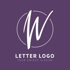 Letter W, hand drawn logo design. Vector creative branding logo design.