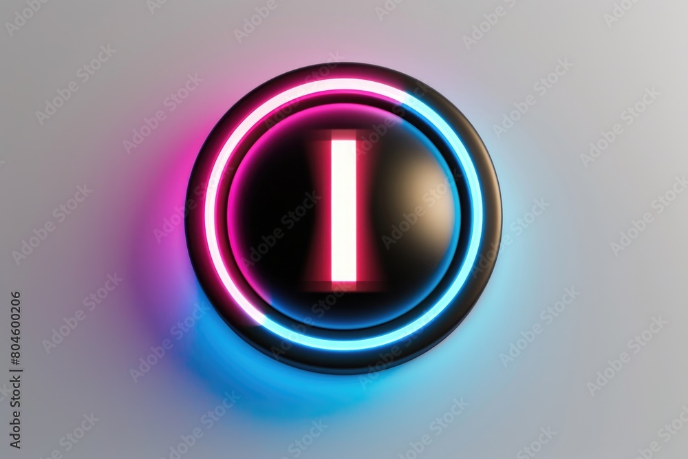 Poster a neon lit button with the letter 