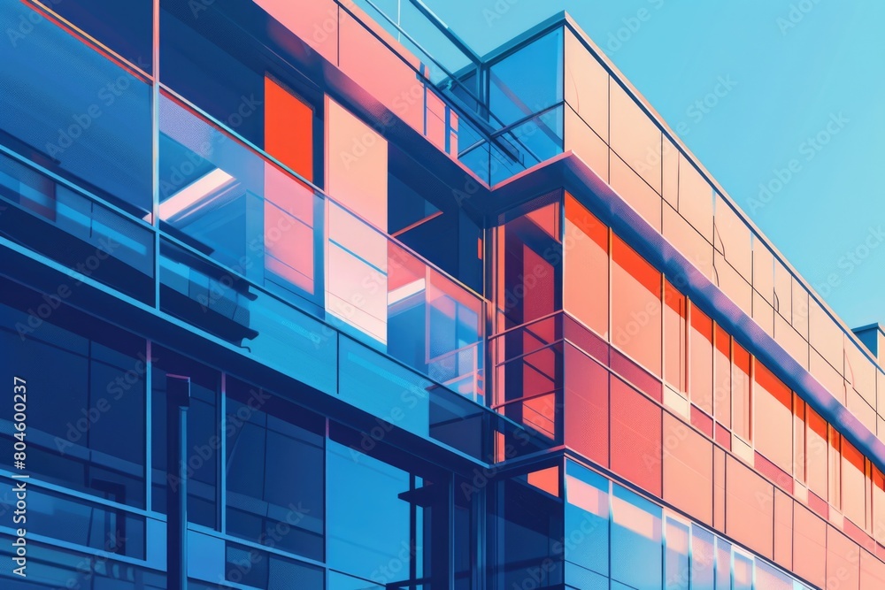 Poster exterior view of a building with a clock