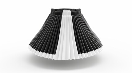 3D rendering of a blank black and white mini skirt mockup, showcasing a front view. It's a clear textile template for summer wear, perfect for female fashion.