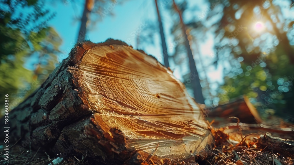Poster Detailed view of a tree trunk in the forest. Ideal for nature backgrounds