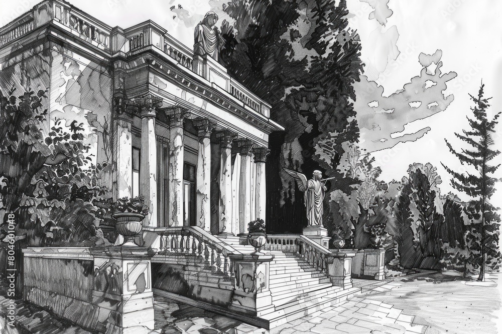 Poster detailed architectural sketch, perfect for design projects