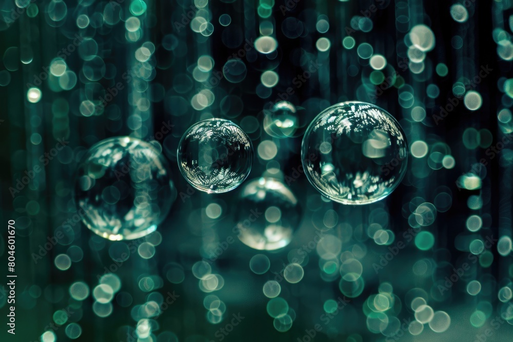 Poster A bunch of bubbles floating in the air. Perfect for adding a dreamy touch to your designs.