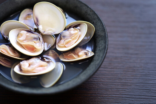 steamed Hamaguri clams with Japanese rice wine (sake).