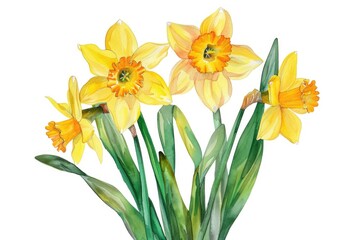 A beautiful painting of yellow daffodils. Perfect for spring-themed designs