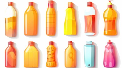 Various types of plastic bottles for different purposes. Ideal for packaging and recycling concepts