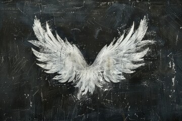 Elegant white angel wings on a dramatic black background. Perfect for spiritual or fantasy themed designs
