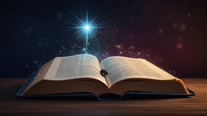 Book of Creation with Star. Literature  Magic Concept
