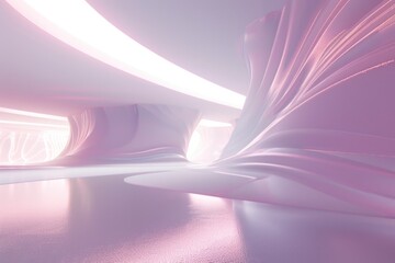 A pink and white room with a unique curved ceiling. Ideal for interior design projects