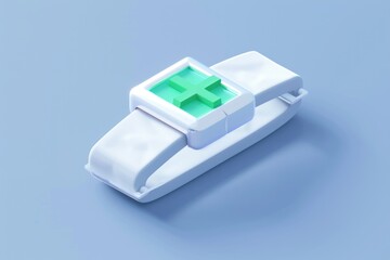 Fototapeta premium Close-up shot of a device on a blue surface, suitable for technology concepts