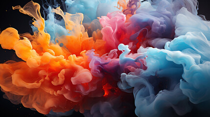 Explosion of Multi Coloured Paint On Background Freeze Motion