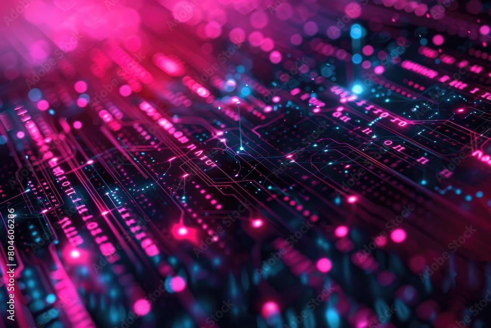 Aufkleber close up of a circuit board with colorful lights, perfect for technology and innovation concepts