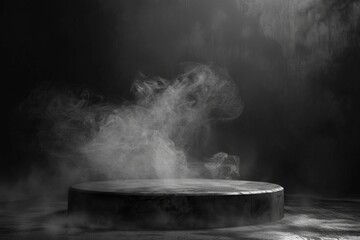 Black and white image of smoke emerging from a hot tub. Suitable for spa or relaxation concepts