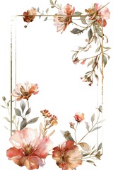 Beautiful watercolor painting of flowers and leaves on a white background. Perfect for various design projects