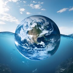 Fototapeta premium Planet earth in the ocean