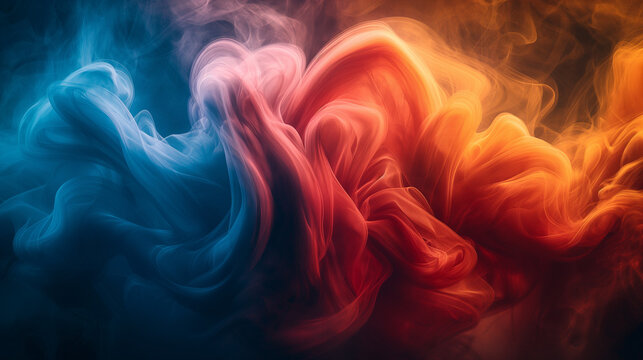 A colorful smokey background with a red and blue swirl