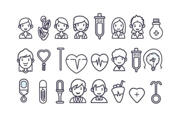 A collection of various medical related icons. Ideal for healthcare websites and educational materials