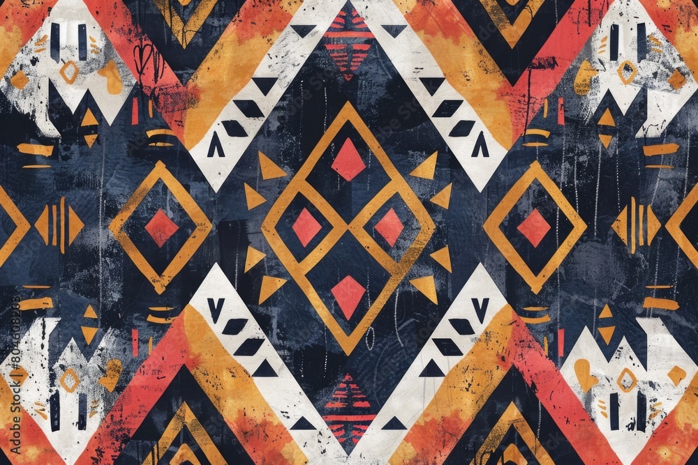 Poster colorful geometric shapes pattern on black background. suitable for graphic design projects