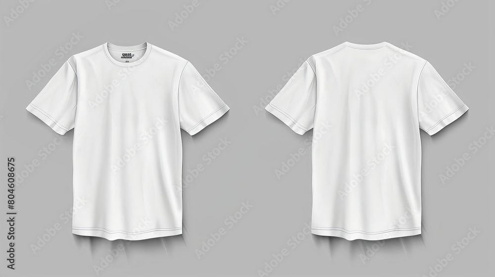 Aufkleber template for a blank white short sleeve oversize t-shirt, presented on a gray background with both f