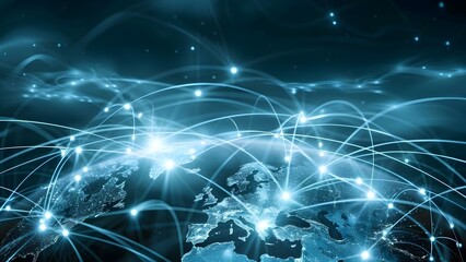Connecting People and Businesses Worldwide: The Global Network Technology of Telecommunications and Internet. Concept Global Networking, Telecommunications, Internet Technology, Connecting People