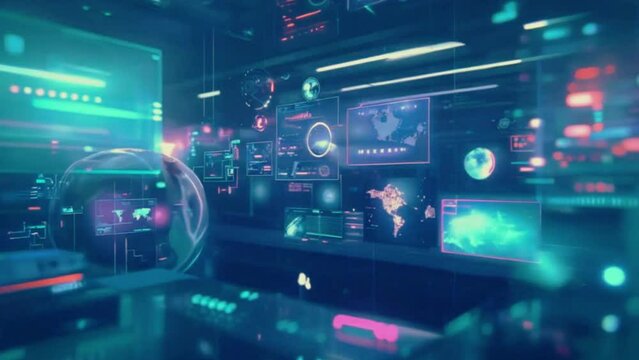 Futuristic AI interface showcasing machine learning algorithms and data processing, Technology , Abstract motion background 4K High-Quality Background video