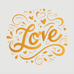 Fototapeta premium Golden color love typography vector design